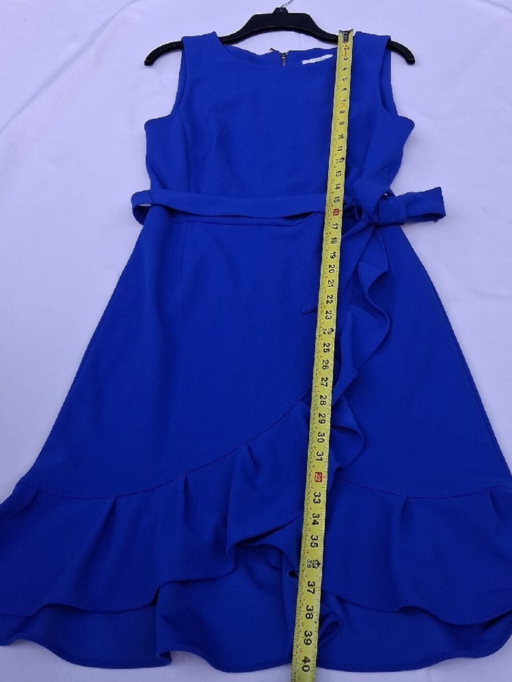 Calvin Klein Cobalt Blue Sleeveless Midi Dress with Waist Tie - Picture 14 of 16